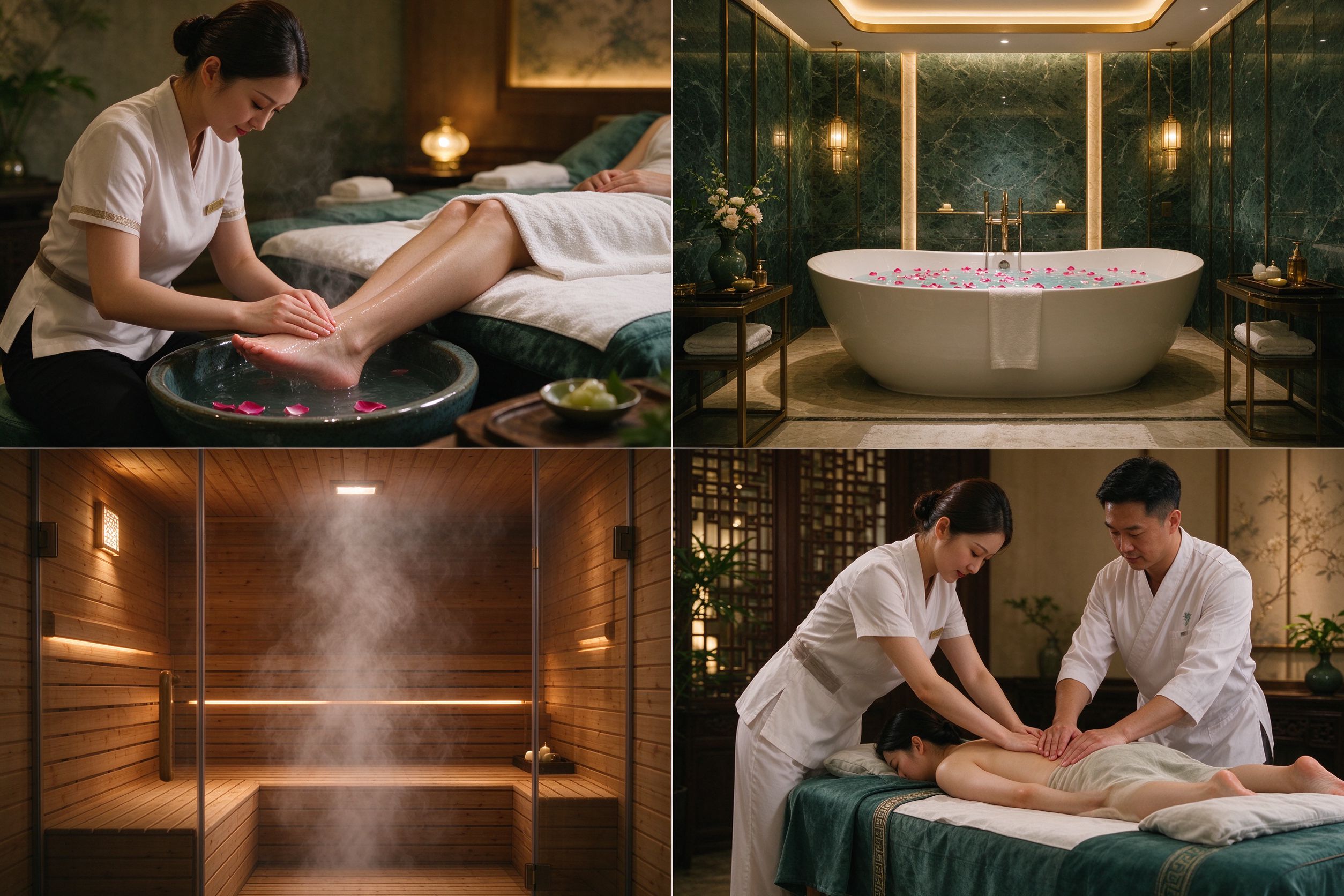 足疗、SPA水疗、汗蒸与按摩服务场景